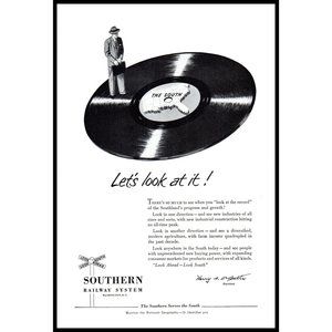 1953 Southern Railway System Vintage Print Ad Vinyl Record Album Train Wall Art